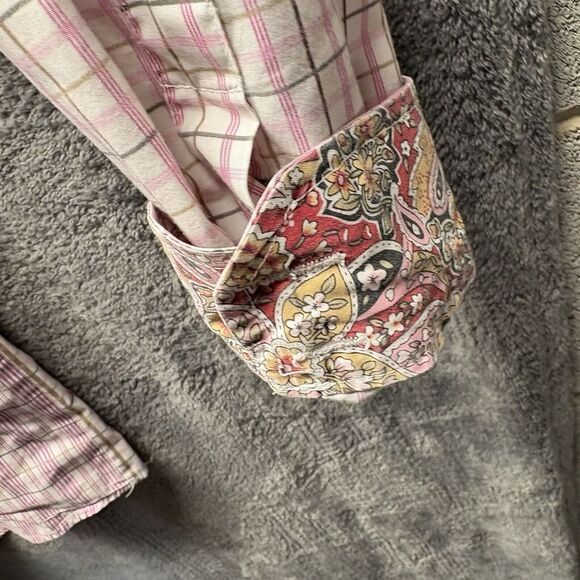 Brooklyn Xpress Shirt Men XL Paisley Flip Plaid Pocket Button Front - Picture 7 of 10